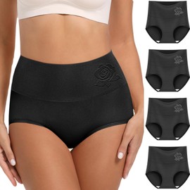 newnice Women's Cotton Underwear High Waisted Panties Postpartum Full Coverage Light Tummy Control