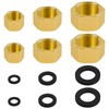 6 PCS Brass Pipe Caps with Rubber Gaskets - Hex