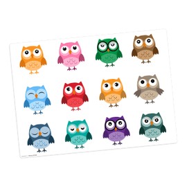 Place Mat I Washable Place Mat for Children Colourful Owls Made of Premium Vinyl (Plastic BPA Free) – 1 Piece – 44 x 32 cm – Non-Slip Table Mat – Made in Germany