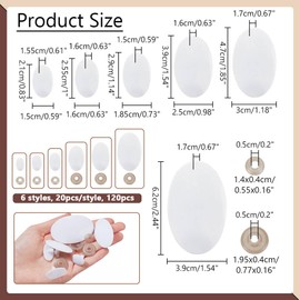 PH PandaHall 6 Styles White Safety Eyes 120PCS Oval Plastic Safety Eyes Craft Stuffed Animal Eyes with Washers for Crochet Plush Animal Amigurumi Puppet Teddy Bear Needle Felting Crafts Eyes