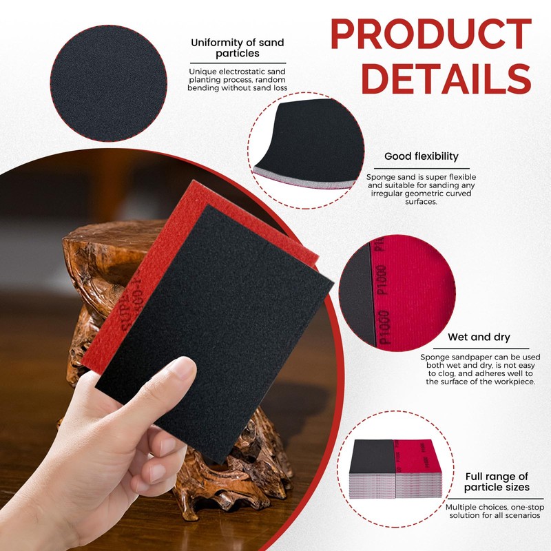 20 Pcs Grit Sanding Sponge Set,180-3000 Grit Flexible Foam Filled