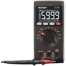 VOLTCRAFT VC191 Multimeter, Digital True RMS Meter, 6000 Counts, CAT III 600 V, AC/DC Voltage and Current Measurement, Temperature Measurement up to 400 °C, Capacity Measurement up to 60 mF