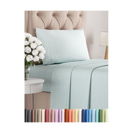 Twin XL Size 3 Piece Sheet Set - Comfy Breathable & Cooling Bed Sheets Set - Hotel Luxury Bedding for Women, Men, Kids, Teens, Boys & Girls - Deep Pockets, Soft and Wrinkle Free - Oeko-Tex - Ice Blue