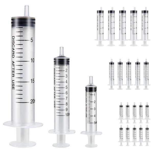 Oiiurly 20 Pcs Syringe Set 3 Specifications (5ml,10ml,20ml) Plastic Syringes
