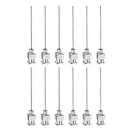 QUARKZMAN Pack of 12 19 Gauge Stainless Steel Dosing Cannulas, 1 1/2 Inch Metal Glue Needle Tube with Blunt Tip and Luer Lock for Viscous Materials, Ink, Glue, Lab Insert