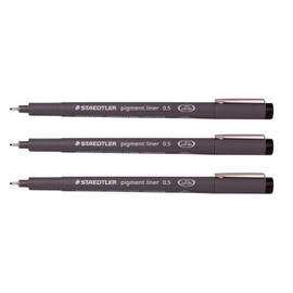 Staedtler 0.5 mm Pigment Liner Fineliner Sketching Drawing Drafting Pens Pack of 3