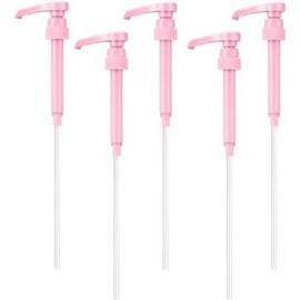 5 count Syrup Pump, Flavor Syrup Pump Dispenser Replacement Fits 750ml-1l Bottles for Coffee, Flavorings(Pink) - Color: Pink