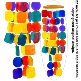 Bellaa 22890 Capiz - Campanilla de Viento, Patio, Arcoiris (Rainbow), 20" Inches