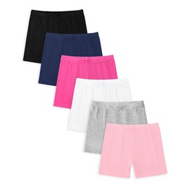 HASMES Girls Kids Black Shorts Cotton Cycling Shorts for Girls 6 Pack 5-14 Years