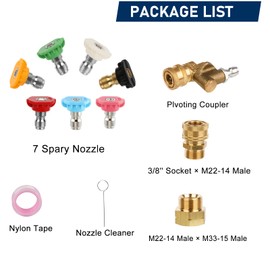 Pressure Washer Accessories, Stainless Steel Power Washer Surface Cleaner, 4000 PSI (Brass & Stainless Steel)