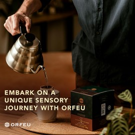ORFEU - Special Coffee Intense - Drip Sachet - 100% Arabica Coffee, Dark Roast, Aroma of Toasted Caramel & Fruit Jam, Low Acidity, Made In Brazil, Velvety Body - 10 Units, 100g