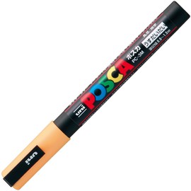 Mitsubishi Pencil Posca PC3M.54 Water-Based Pens, Fine Point, Round Tip, Light Orange, 10 Pens