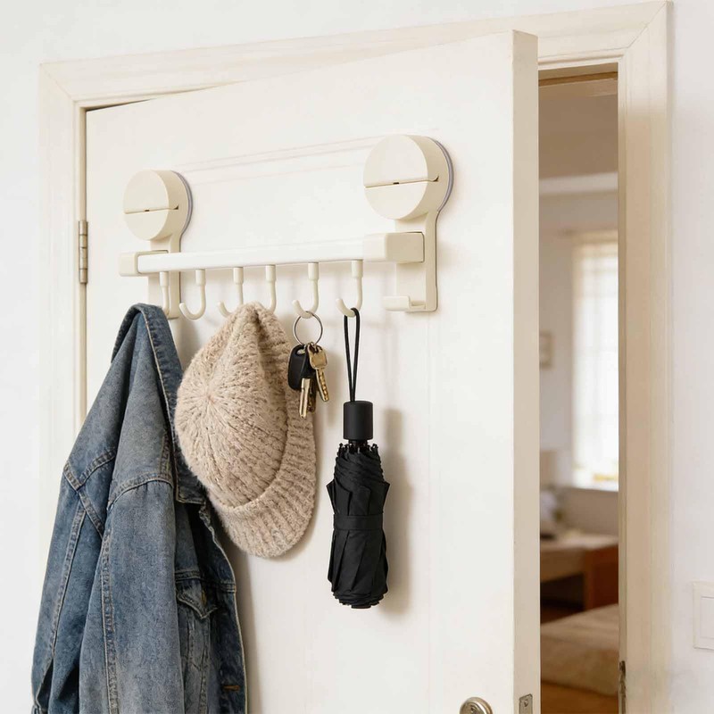 Apradas Kitchen Utensil Rack with Suction Cup, 6 Hooks Kitchen