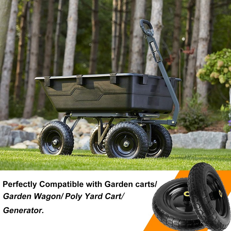 13" Flat Free Wheels Replacement for GOR Garden Cart Tires,