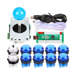 EG STARTS 1 Spieler USB LED Encoder zu PC-Spiele Blaue Aufkleber Controller + 10x LED beleuchtet Tasten für Arcade Joystick DIY Kits Teile Mame Raspberry Pi