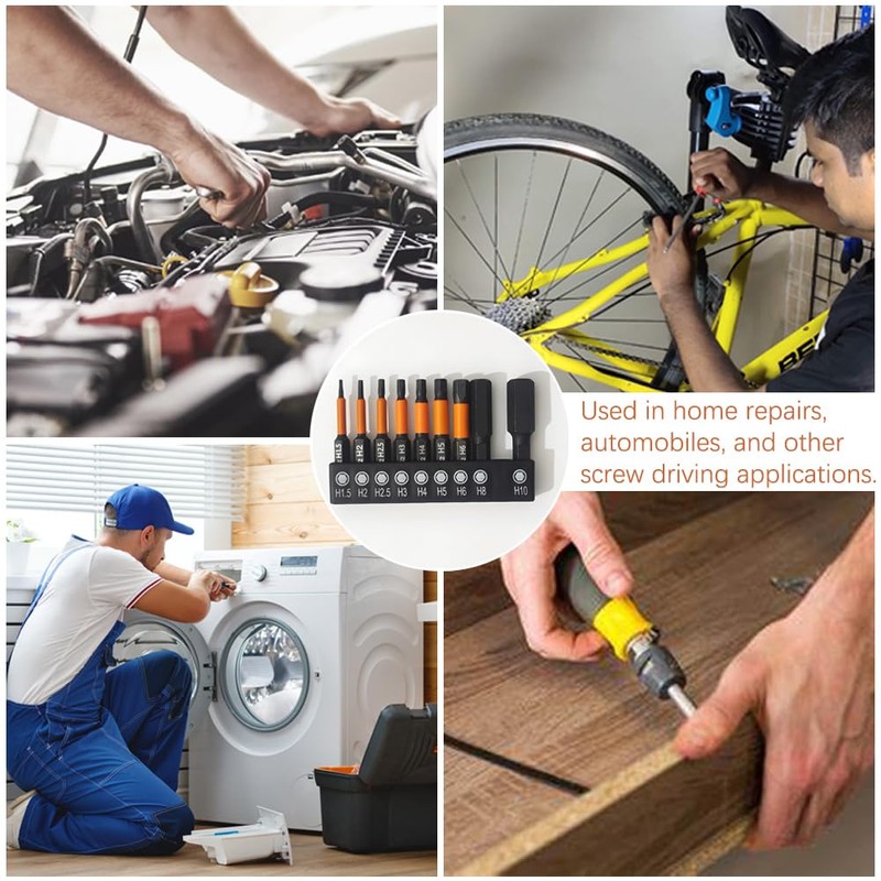Saipor 9Pcs Hex Head Allen Wrench Drill Bit Set with