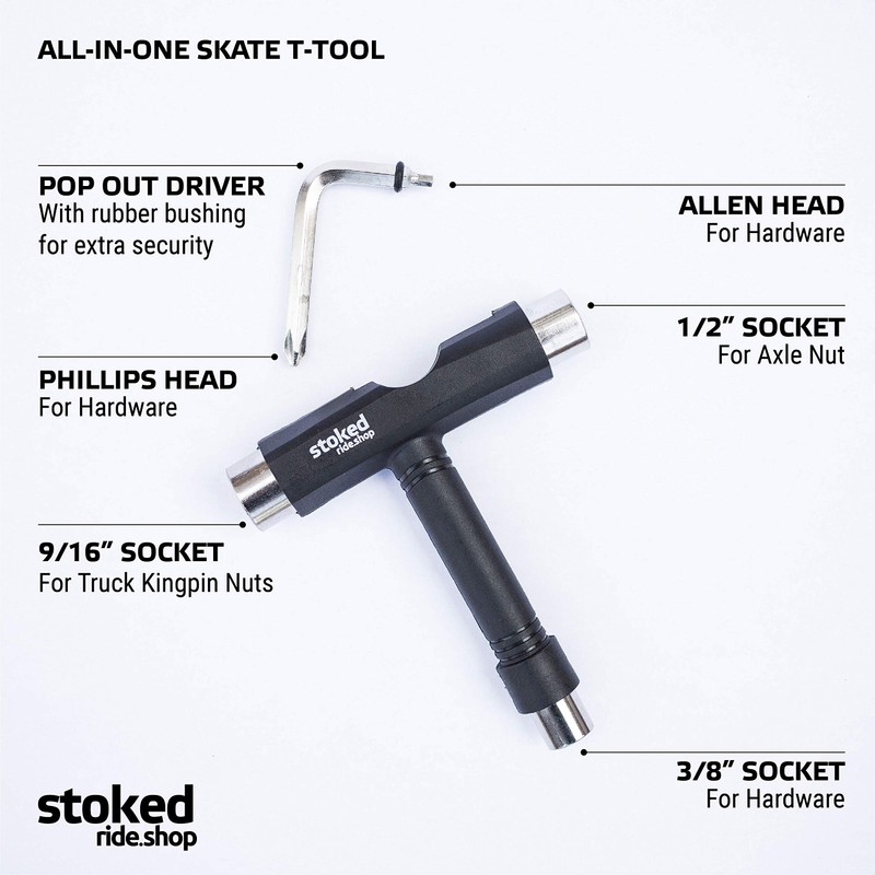 Stoked Skate Tool All in One Multi-Function T Tool for