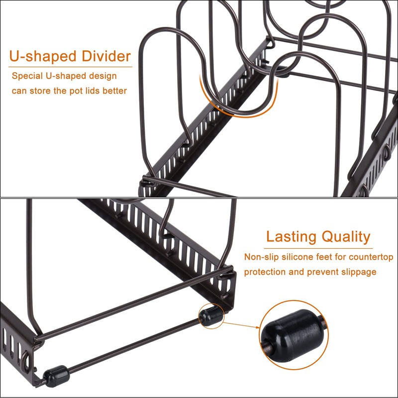 Toplife Pots and Pans Organizer Rack for Cabinet and Countertop,