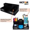 Victor Wood Desk Organizer with Smart Phone Holder, Midnight Black,