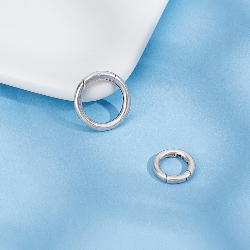 Beebeecraft 1 Box 2Pcs Spring Gate Rings 925 Sterling Silver