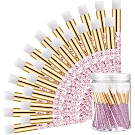 30 cepillos de champú de pestañas de cristal con purpurina, cepillo limpiador de extensiones de pestañas con contenedor, cepillo de limpieza de pestañas faciales, cepillo de limpieza profunda para poros, cepillo limpiador de pestañas cosmético, rosa