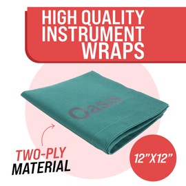 Cloth Instrument Wrap, 12” x 12”, (5 Pack), Two-Ply, Autoclavable Reusable Instrument Wrap, Woven Cotton Blend