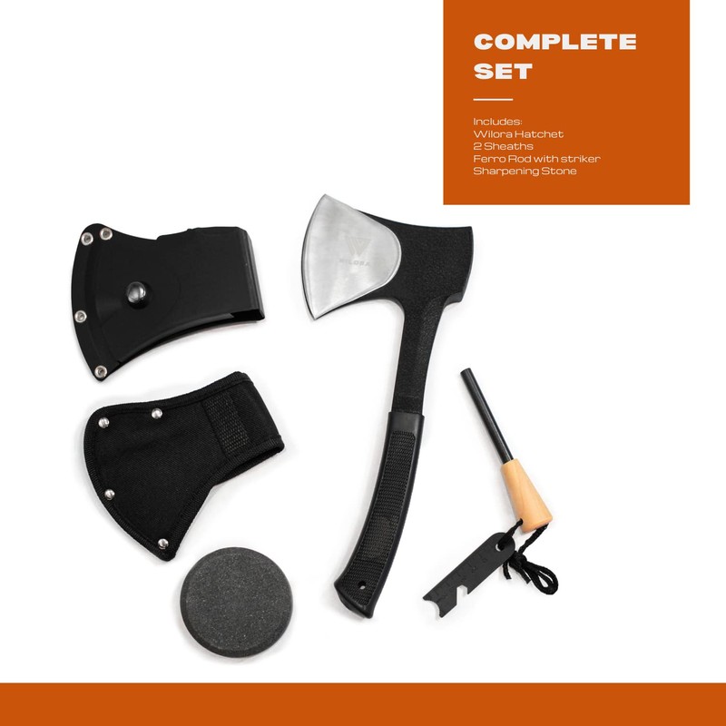 Wilora Hatchet, Includes Flint and Sharpener Stone