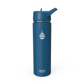 Clearly Filtered Water Bottle | Removes 200+ Contaminants, Double-Wall Insulated Stainless Steel, BPA/BPS Free, Phthalate Free, Filters Flouride Lead Chlorine (20oz, Navy Blue)