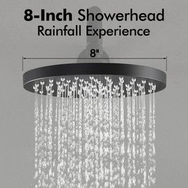 KES Shower Faucets Sets Complete Rain Shower Head Shower Valve and Trim Kit Wall Mount Pressure Balance Black Shower System, XB6202F18-BK