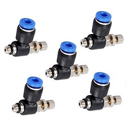 SL10-01 Pneumatic Air Flow Regulator Throttle Valve Push in Speed Control Valve Tube Water Hose Fittings Quick Connector (Pack of 5)