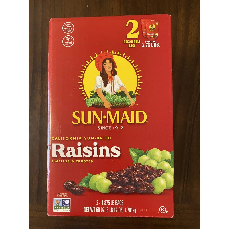 Sun-Maid California Sun-Dried Raisins **60 oz. 100% Natural Sweet**
