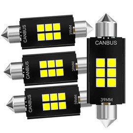 YaaGoo Car Interior Lights 3030 6 SMD 300LM 6000K DC 12/24V 2 Pack (4 Pack, White, 39mm)