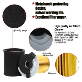 HIFROM Pack of 2 Air Filter with Pre Filter Replacement for Yamaha G1 2 Cycle 1978-1989 and Gas Golf Cart G14 4 Cycle Gas 1995-1996 JF7-14450-01 J10-14417-00