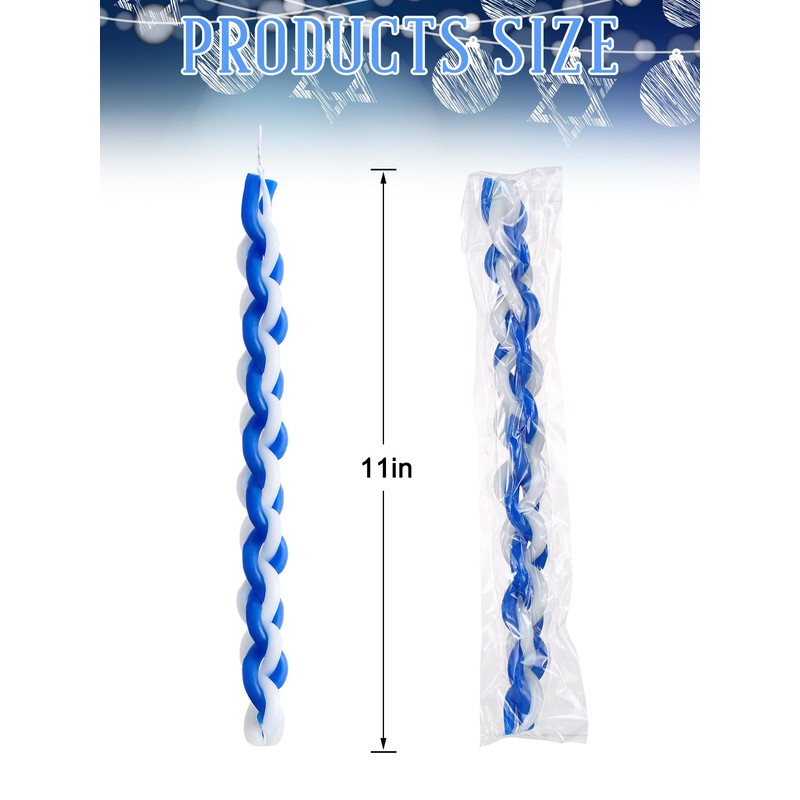 Conelist 24 Pack Havdalah Candle, Braided Blue and White, 11