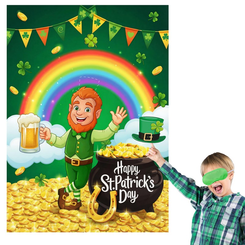 HRENCY St Patricks Party Games Pin The Hat on The