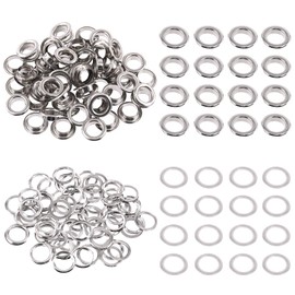 Swpeet 200Pcs - 100Sets 1/2" (12mm) Hole Sliver Grommets Thicken Metal Grommets Eyelets Grommet Kit, Metal Eyelets Kits Grommets Eyelets for Repairing Canvas, Leather, Curtains