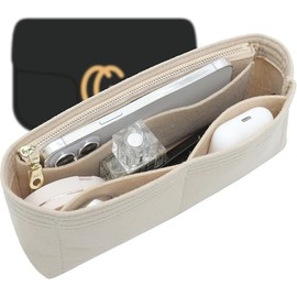 Doxo Purse Organizer Insert Compatible with GG Marmont Small Shoulder Bag, Custom Fit Inside Premium Bag Organizer Lightweight Purse Insert with Zipper, Handbag & Tote Shaper, Beige/S