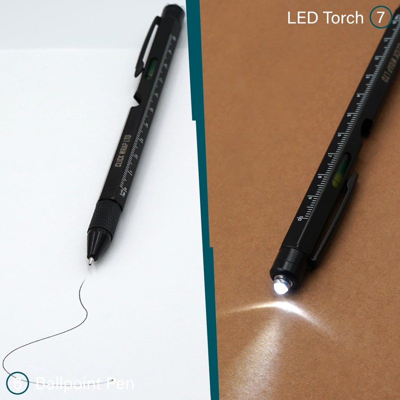 Black 9 in 1 Multi Tool Pen Gadget for Men,