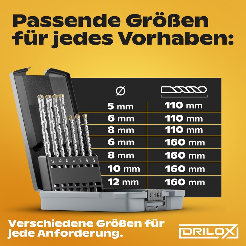 DRILOX SDS Plus Hammer Drill Bit Set 7-Piece Diameter 5-12