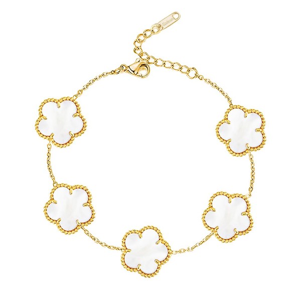 Galeuneon 18K Gold Plated Clover Bracelet |Adjustable Bracelets| Lucky Flower
