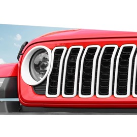 Jimen for 2024 Jeep Wrangler 4xe grill inserts, 9PCS Headlight Cover & Grille Insert Compatible with Jeep Wrangler JL JLU 2024+, NOT FIT JL Sport/Sport S (White)
