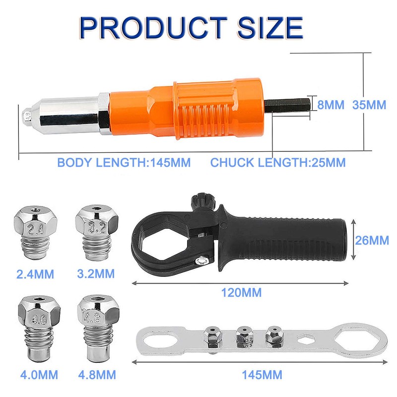 JONMON Electric Rivet Gun Adapter - Cordless Drill Metal Riveter-Blind