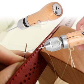 Handle Sewing Awl, Curved Awl Hand Stitcher Shoe Repair Tool for DIY Repairing Canvas Leather Bounce Houses Inflatables Tarps Thick Fabric Shoes Bags Belt Upholstery Kit Crafts Stitching