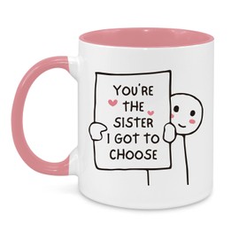 Silkwishes - Taza de regalo para mejor amiga, mujer, amigas, 11 onzas, regalos de cumpleaños para mujeres, amistad, eres la hermana, tengo que elegir, bonita taza para mejores amigos, larga distancia,