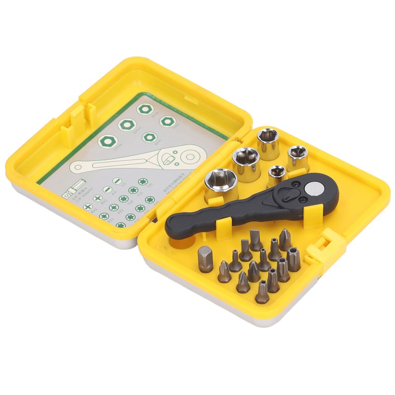 20Pcs Socket Wrench Screwdriver Set Ratchet Bit Tool Box Multifunctional