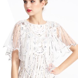 Bacophy 1920s Shawl Wraps Beaded Sequin Deco Evening Cape Bridal Shawl Bolero Flapper Cover Up