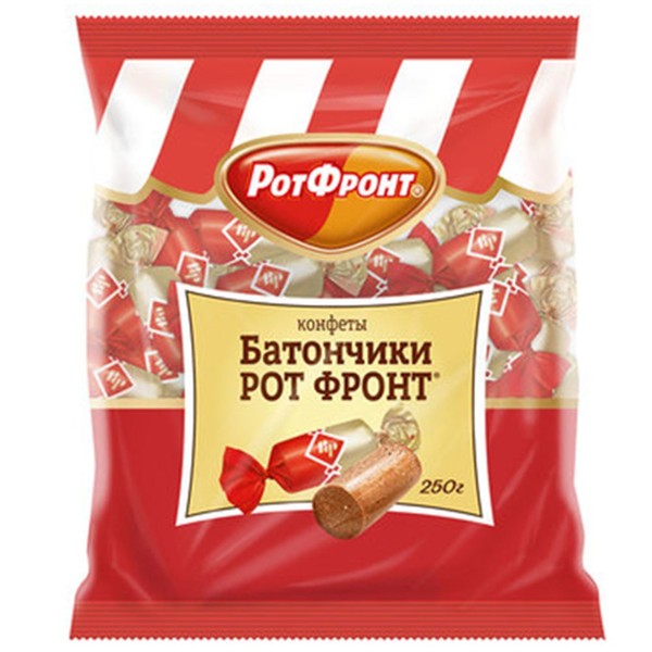 Batonchiki Rot Front Chocolates Pack of 3 (3 x 250 g) Russian Confectionery with Peanuts and Waffles