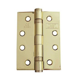 Ball Bearing Fire Door Hinges Polished Brass - 1 Pair (2 Hinges) - 4 Inch 102mm CE11 Grade