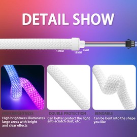 Xnbada 3.2FT WS2811 360 Degree Round Reticulate Neon LED Strip with Controller,RGB Nylon Flexible Dream Colorful Rope Light,Bedroom Indoor Outdoor Decoration,DC5V(No Adapter)