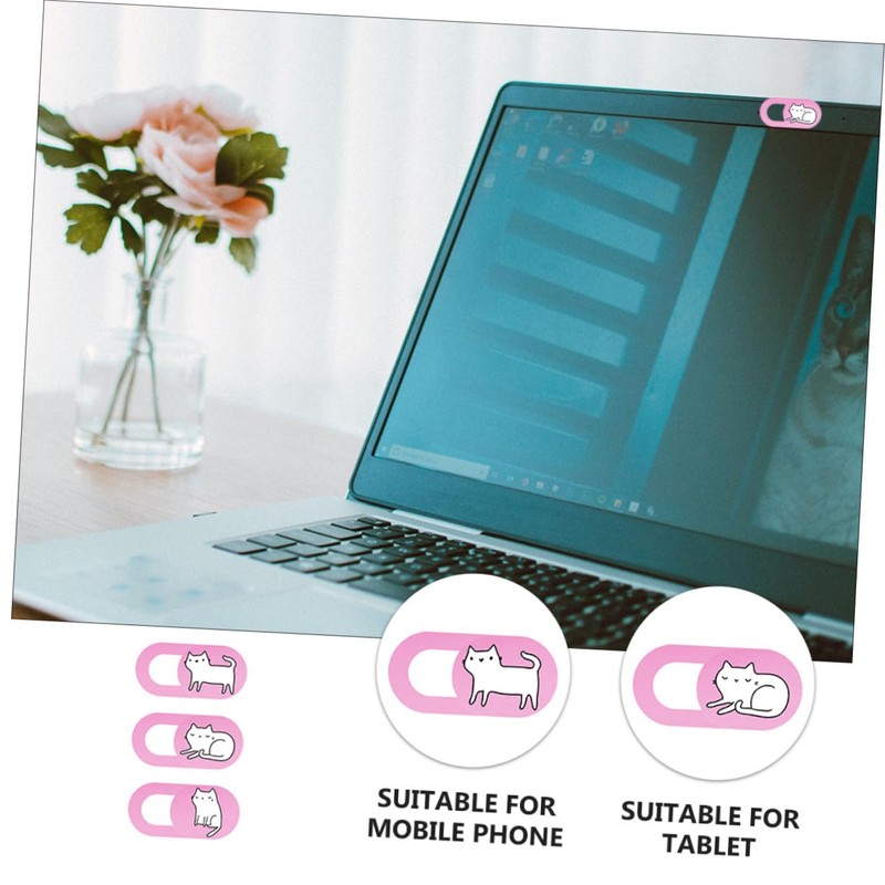 jojofuny 3pcs Adorable Cat Webcam Cover Set Slide Camera Protectors